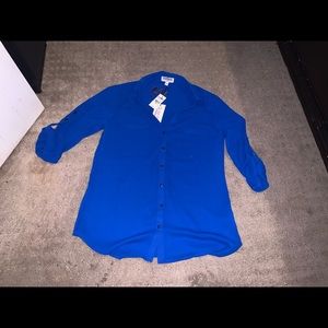 NWT COBALT BLUE WOMEN EXPRESS BUTTON UP